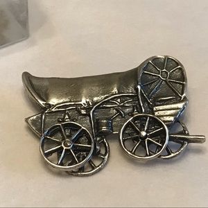 Wheels Move Covered Wagon Western Sterling Brooch